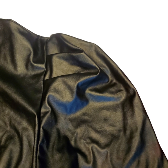 Long sleeve Matte Mock Neck Turtleneck Faix Leather - Picture 4 of 5